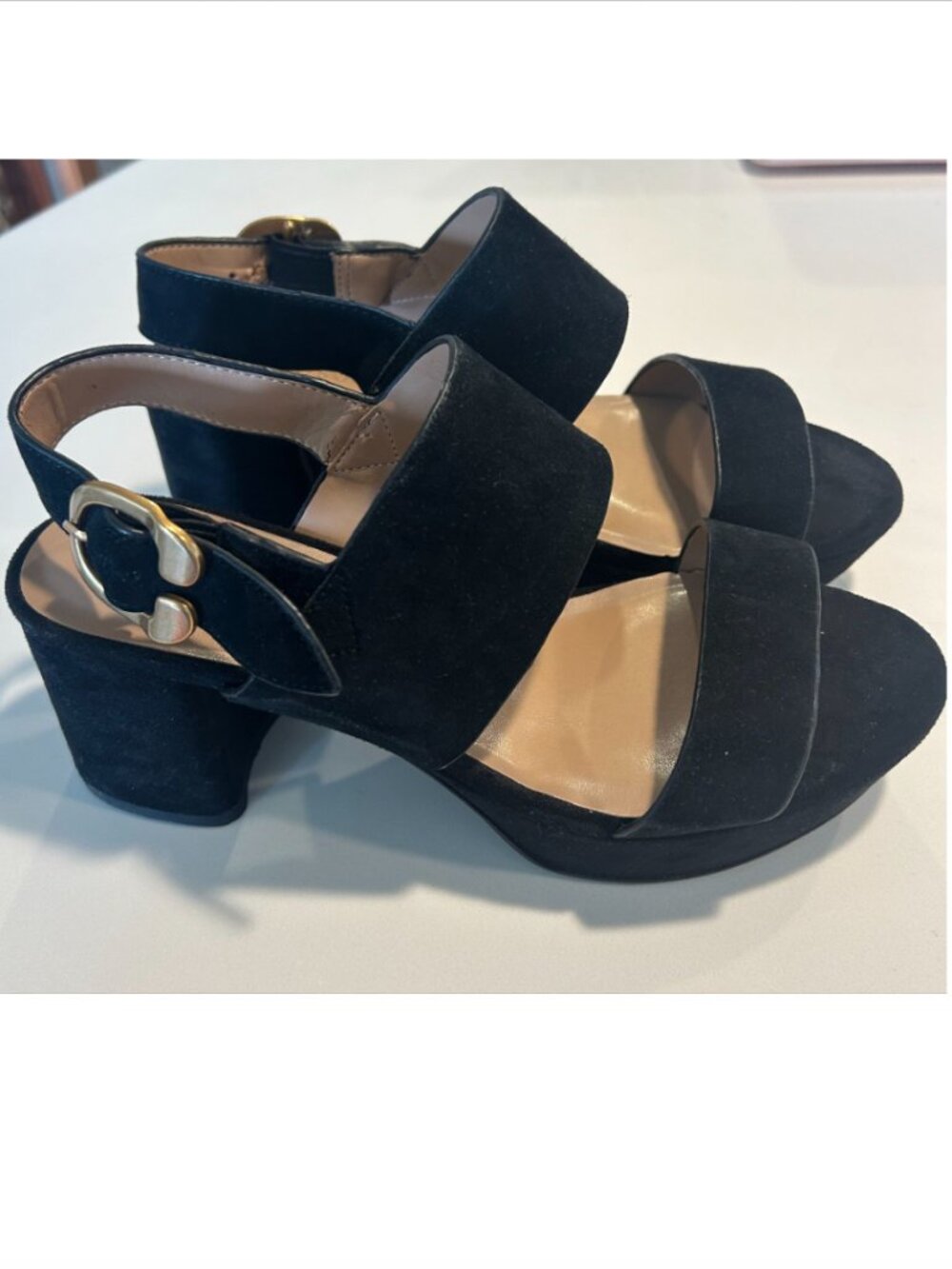 NWOT Aerosoles Camera Women's Platform Sandal in Black Suede, Size 6